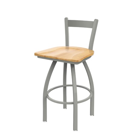 Holland Bar Stool Co 30" Low Back Swivel Bar Stool, Nickel Finish, Nat Maple Seat 82130ANNatMpl